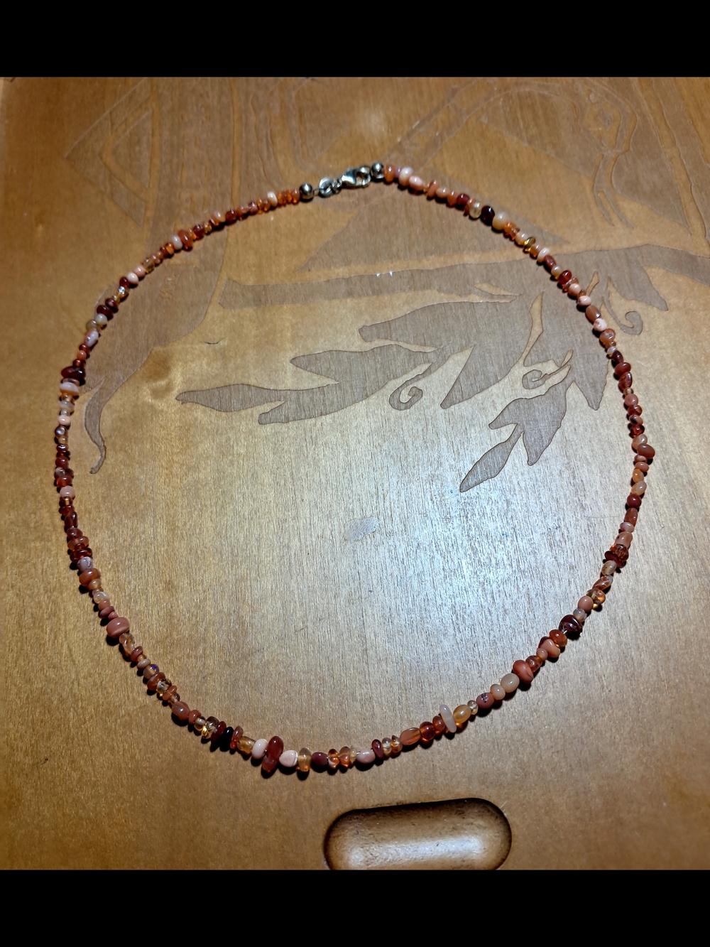 Beautiful Handmade Natural Gemstone Tumbled Bead Necklace w/ Vermeil 925 Clasp